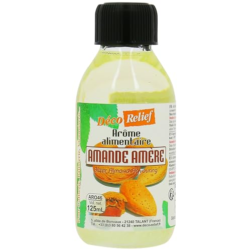 Déco Relief - Arôme Liquide Amande Amère 125 ml - Arôme Alimentaire Pâtisserie & Yaourtière - Pour Gâteaux, Pâtisseries, Yaourts - Arôme Concentré -...