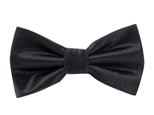 The Tie Bar 100% Silk Solid Satin Black Pre-Tied Bow Tie