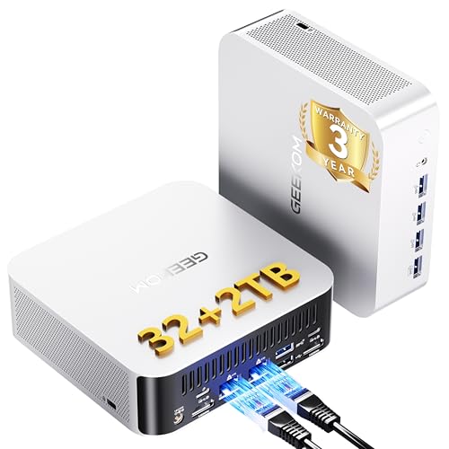 GEEKOM A8 Max Mini PC with AMD Ryzen 9 8945HS((Upgraded 8745HS), 32GB DDR5 2TB SSD (Expandable) with Dual 2.5G LAN Mini Gaming PC, Mini PC Windows 11 Pro/USB4/8K/VESA/SD (UHS-II) R9-8945HS,