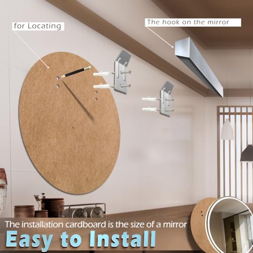 KWW 90 cm LED Runder Badezimmer Eitelkeitsspiegel, Farbtemperatur Einstellbar, Anti-Nebel Dimmbare Lichter… – Ansicht 6