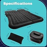 ACROSSPART SUV Luftmatratze, Auto Aufblasbare Matratze mit Luftpumpe & 2 Kissen, Tragbare Doppelseitige Dickere Auto Bett für Camping, Reisen, Outdoor (Schwarz)