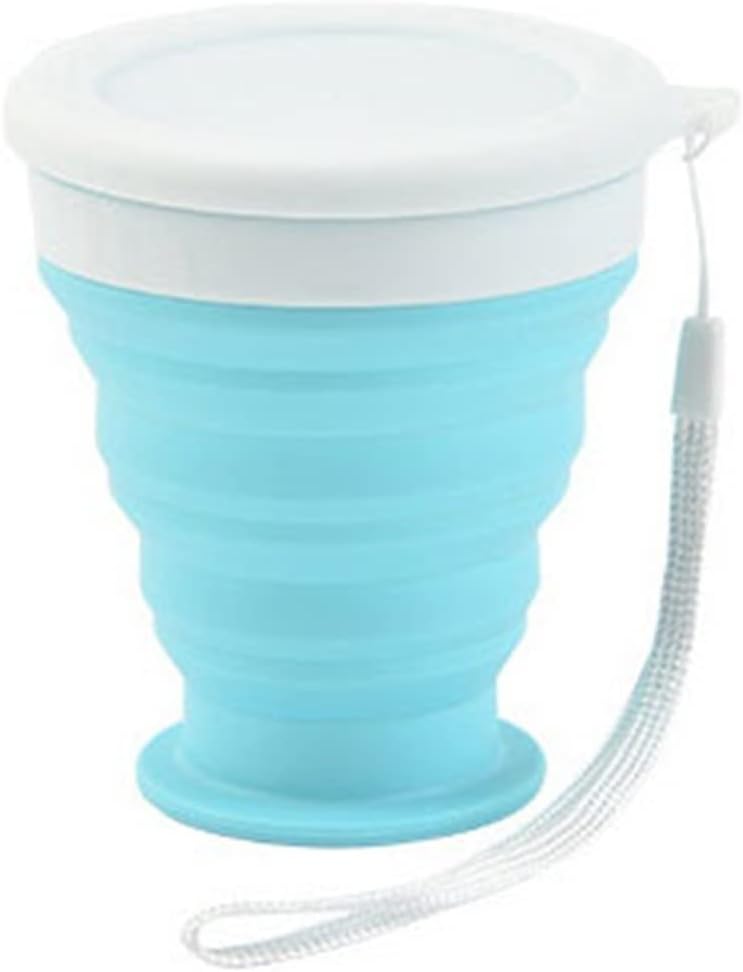 INLIMA Drinking Glasses Folding Cup Foldable Collapsible Telescopic Water Bottle Outdoor Travel Cups Teacups Ware Jug Drink Water (Color : Blue)