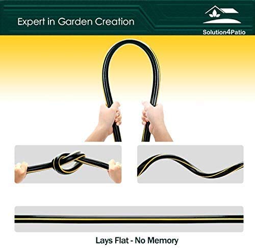 Solution4Patio Homes Garden Hose Black Kink Free 3/4 In. X 50 Ft. Commercial Hose, No Leaking, Heavy Duty, Brass Fittings 12 Year Warranty, No Dop, Environmental-Friendly, G-H165B10-Us-New #TOP5