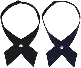 School Uniform Pre Tied Bows for Girls Women Solid Color Adjustable Criss-Cross Bowtie