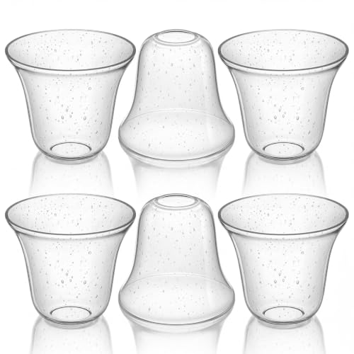 Image of Teenyyou 6 Pcs Bubble Seeded Bell Shaped Glass Lamp Shade Replacement | Globe Ceiling Fan Light Cover with 1-5 /8'' (42mm) Fitter for Chandelier Wall Sconce Pendant Light Bathroom Vanity Fixture
