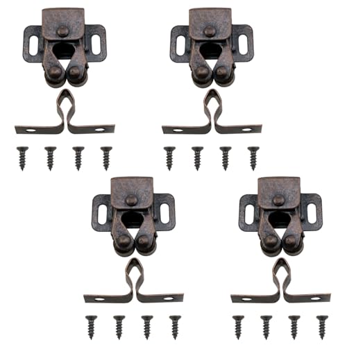 Dsjnf Double Roller Cabinet Door Lock with Screws Mailbox Roller Clip for Storage cabinets cabinets Closet Doors red Bronze 4SET (red Bronze)