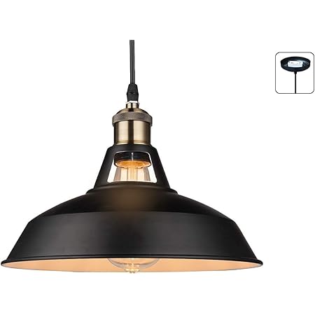 Amazon ペンダントライト 天井照明 アンティーク レトロ E26 E27口金 北欧風 黒 白 １灯 引っ掛けシーリング ダイニング 食卓用 リビング キッチンカウンター カフェ 雰囲気作り 電球別売り ペンダントライト 通販