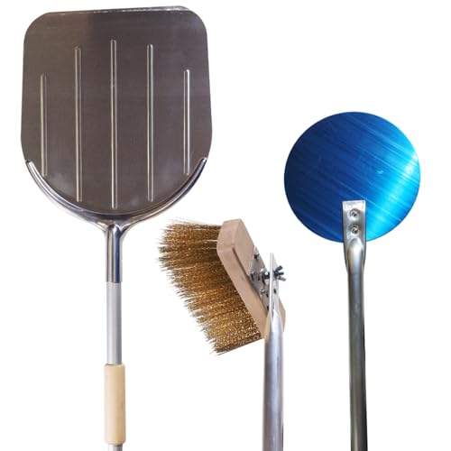 KIT PALE SET PALA PIZZA FORNO A LEGNA 3pz QUADRATA SPAZZOLA TONDA