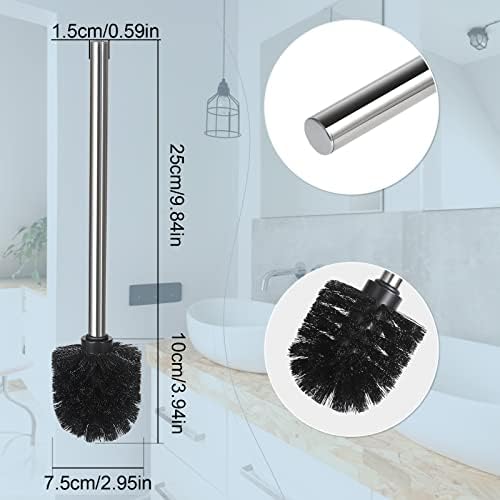Rovtop Toilet Brush, Silicone Toilet Brushes with No-Slip Long Plastic Handle and Quick Drying Holder, and Wall Sticker, for Bathroom Toilet (4-Pack)