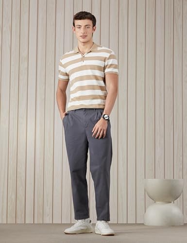Image of Amazon Brand - Symbol Men's Carrot Fit Pleated Casual Trouser (Constructed Waistband | 100% Cotton | Available in Plus Sizes)