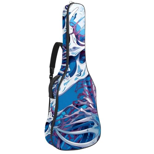 Sac pour guitare acoustique squelette bleu finis les chocs housse classique