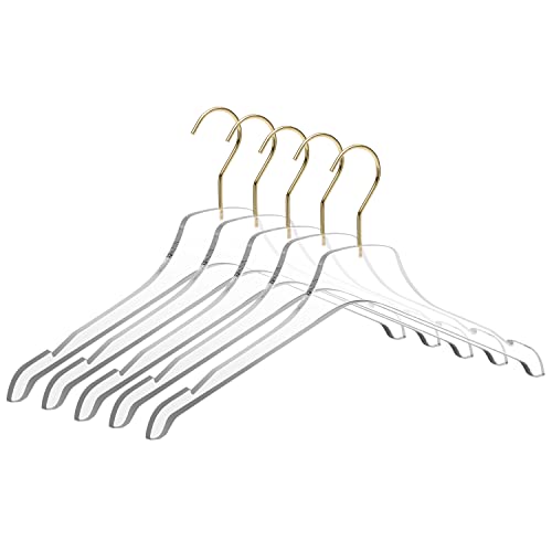 luxury acrylic lucite clear hangers by quality hangers - elegant wardrobe with swivel gold hook - 20 pack non-slip