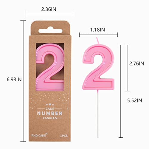 Phd Cake 2.76 Inch Luxe Pink 2 Number Birthday Candles, Pink Number Candles, Cake Number Candles, Party Celebration #TOP3