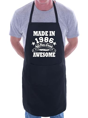 Print4U 40th Birthday Made In 1986 BBQ Cooking Funny Novelty Apron Black