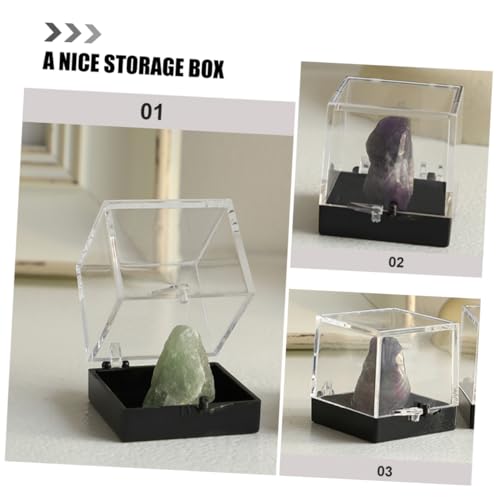 Image of Transparent Mineral Specimen Display Box Clear Cube Case 1.38 Inch Small Rock Crystal Storage Protective Container for Science Education and Collection