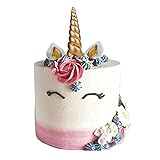 GmakCeder Unicorn Cake Topper ,Reusable Unicorn Horn, Ears and Eyelashes Party Cake Decoration Value...