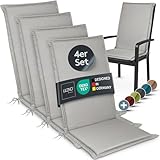 LILENO HOME Gartenstuhl Auflagen [4er Set   Hochlehner] in Grau   Bequeme Liegen als Sitzauflagen für Gartenmöbel   Stuhlkissen für Gartenstühle und Klappstühle MIA