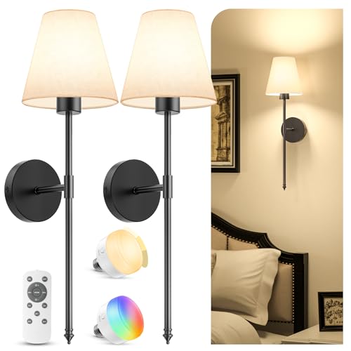 VOLISUN Rechargeable Wireless Wall Sconces Set of Two, Dimmable ...