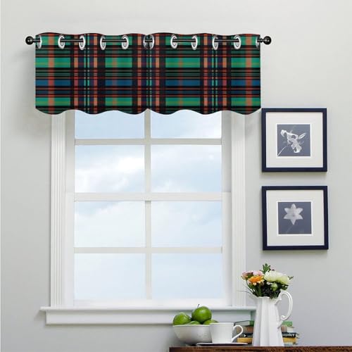 Cortinas opacas a rayas a cuadros para ventanas de dormitorio de 52x18.1 5