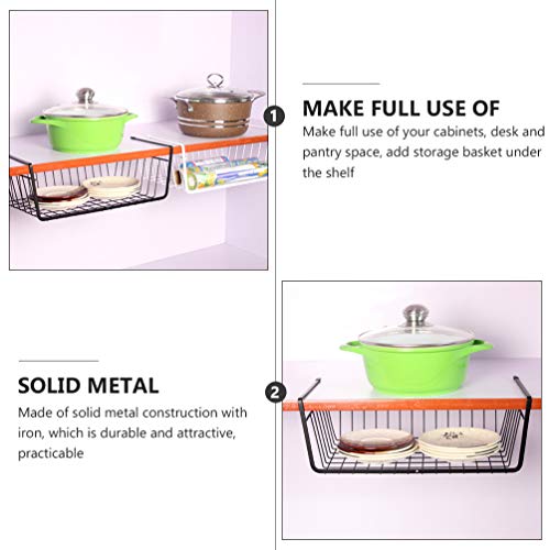 SOLUSTRE 2 peças de cestas de arame de ferro para pendurar embaixo do armário, organizador de cesto