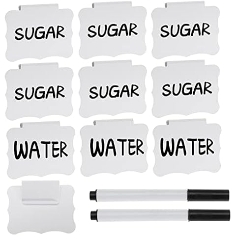 Basket Labels Clip On,10 Pieces Basket Labels Clip Set, Kitchen Clip Label Holder Removable PVC Bin with 2 Pieces Chalk Marker for Basket Pantry Organization Box (10pcs White) Cover