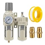 compressore semi professionale Valvola di scarico semi-Duto per compressore d'aria: include scarico semi-automatico e ciotola in policarbonato, calibro 0-150 PSI, 2 tappi NPT da 3/4