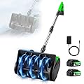 Cordless Snow Shovel, 21V Electric Cordless Snow Blower with Battery and Charger, 19FT Throw Distance, Lightweight 9.9lb for Driveway, Steps, Patio, Sidewalk(Green)