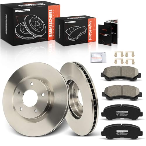 Frankberg Brake Kit incl. 2x Brake Disc + 4x Brake Pad Front Compatible with X-Trail T31 X-Trail Van T31 Replace# D1060JD00A, D1060JD00J