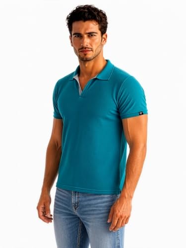 Image of Status Quo Men's Polo T-Shirt | Rich Cotton Blend | Slim Fit | All Day Comfort | Contrast Inner Placket | Polo Collar