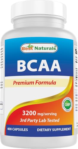 Best Naturals BCAA Branch Chain Amino Acid, 3200mg per Serving, 400 Capsules - Pharmaceutical Grade - 100% Pure Instantized Formula | Pre/Post Workout Bodybuilding Supplement | Boost Muscle Growth