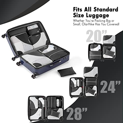 Olarhike 8 Set Packing Cubes For Travel, 4 Various Sizes(Extra Large,Large,Medium,Small), Luggage Organizer Bags For Travel Accessories Travel Essentials, Travel Cubes For Carry On Suitcases (Black) #TOP3