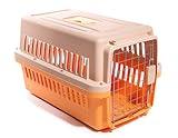 Caixa De Transporte Gaiola Pet Grande Resistente 58x36x35cm Viagem Passeio Cães Gatos (Laranja)