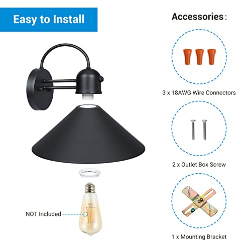 Dewenwils 2 Pack Dusk To Dawn Outdoor Wall Light, Gooseneck Barn Light Fixtures Wall Mount, Modern Farmhouse Outdoor Wall Sconce, Matte Black Exterior Porch Lights For Garage Frontdoor Entryway #TOP4