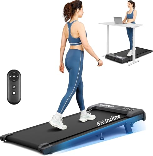 THERUN 8% Walking Pad with Incline,Under Desk Walking Pad for Home Office,2.5 HP APP Walking Pad Treadmill,265 lbs Capacity LED Screen with Remote Control,Portable Walking Pad