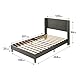 Zinus Sasha Bed 100x200 cm - Höhe 25 cm - Gepolsterter Plattform Bettrahmen mit Wingback Kopfteil und Bambus Lattenrost - Dunkelgrau