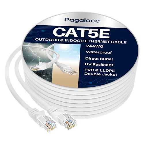 Cat5e Ethernet Cable 75FT, High Speed Patch Internet Cord with Standard RJ45 Connector, Long White Snagless Cat 5e Cable, Indoor & Outdoor, UTP Network LAN Wire for PC, Router, Modem, TV, PoE, PS5