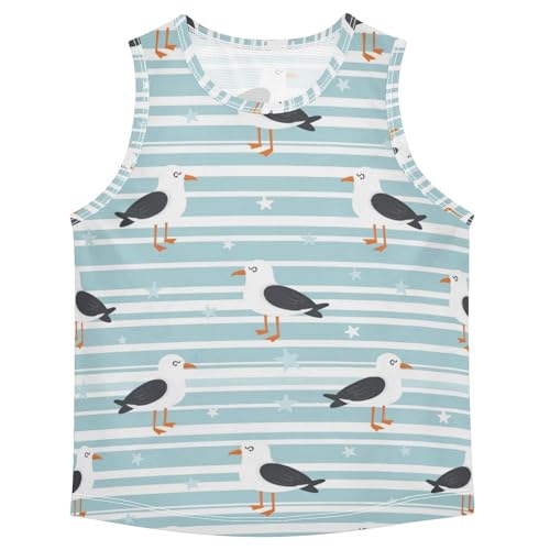 J JOYSAY Seagull Star Stripe Boys Tank Top Sleeveless Muscle Shirts Quick Dry Active Sport Workout Kids T-Shirts 3-15T