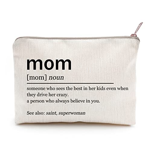 Mom Definition Makeup Case Bag Mom Gifts Mothers Day Gifts Funny Mom Gifts Linen Cosmetic Case Travel Bags Organizer Case Toiletry Bags For Women #TOP14
