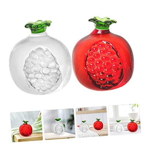 Doitool 2Pcs Pomegranate Ornament Dining Table Decoration Artificial Fruits Clear Glass Vase Fruit Photo Backdrop Crystal Fruit Ornament Crystal Pomegranate Centerpieces Simulation Fruit #TOP7