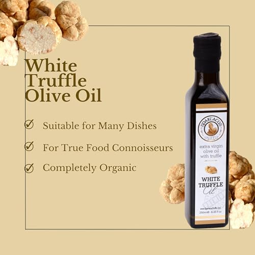 Spartacus Olivenöl Extra mit weißem Trüffel | Gönnen Sie sich kulinarische Spitzenleistungen | Ausgesuchtes Olivenöl mit weißem Trüffel für Feinschmecker 1pack