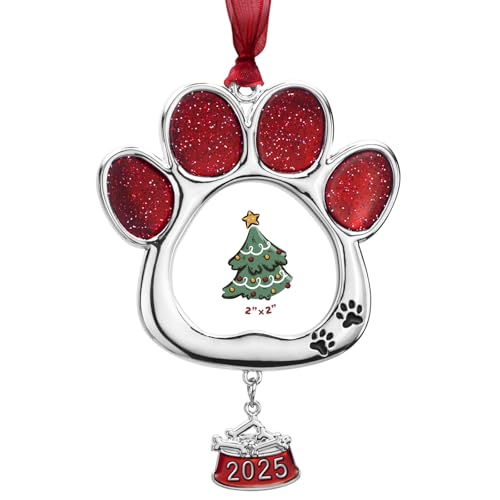 GUOER Christmas Tree Ornament Picture Frame Holiday Keepsake Gift Home Decor Christmas Decorations Xmas Gifts Pendant with 2