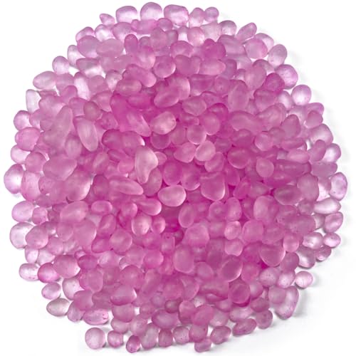 Image of Glass Stones, 0.85LB /385g Rose Pink Glass Rocks for Vase, Aquarium Pebbles for Fish Tank, Sea Glass Rocks for Vase Filler Craft