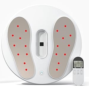 Foot Circulation Stimulator with Heat,Enhanced Version TENS & EMS Foot Massager for Neuropathy,Circulation and Body Pain Relief, Heated Electric Foot Circulation Machine for Feet and Legs Health