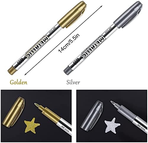 12 Pieces Metallic Pens Silver and Gold Writing Pen for Cards Gold Marker Pen Silver Ink Pen Permanent Art Marker Pens for Card Making Painting DIY Album