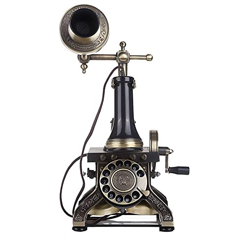TSMBIKE Antyczny telefon domowy, europejskie retro vintage obrotowe telefony z przewodem, wieża Eiffla, staromodne retro vintage telefony tarczowe do domu i