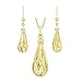Produktbild Carissima Gold Damen-Kette mit Anhänger 9ct Diamond Cut Semi Hollow Teardrop Pendant on Curb Chain 375 Gelbgold 46 cm - 1.44.8974