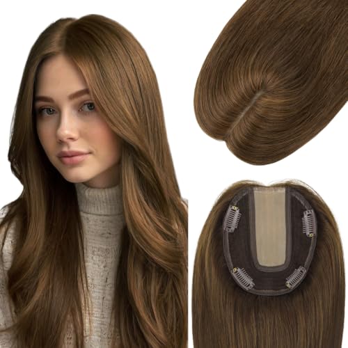 kolala Hair Toppers for Women Real Human Hair 16Inch 65g #4 Chocolate Brown
