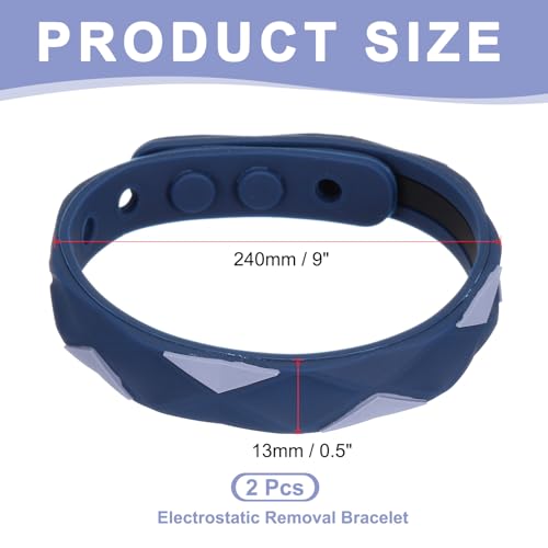 Image of MECCANIXITY Anti Static Bracelet, 0.5 inchX9 inch Adjustable Anti Static Wristband Silicone Balance Energy Sport Bracelets for Eliminate Static, Blue 2Pack