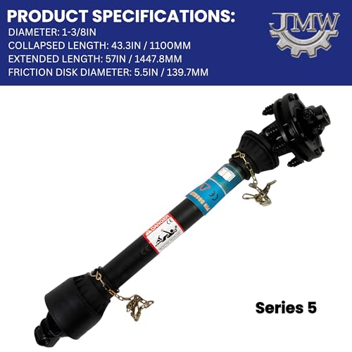Jeremywell Series 5 PTO Shaft, 1-3/8'-6 Spline Both Ends, 43'-57' Replacement Finish Mower w/Slip Clutch for Bush Hog T5*1100*BIIIP*5.05.05B*5FFV1 by Jeremywell - Used condition - Image 5