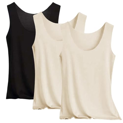 Generico Canotta Donna Estiva Leggera 3 Pezzi Canottiera Senza Maniche Tank Top Girocollo Basic…
